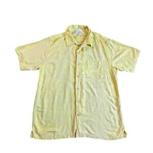 Ocean & Coast Men’s Washable Silk Button Up Short Sleeve Shirt Size L Yellow
